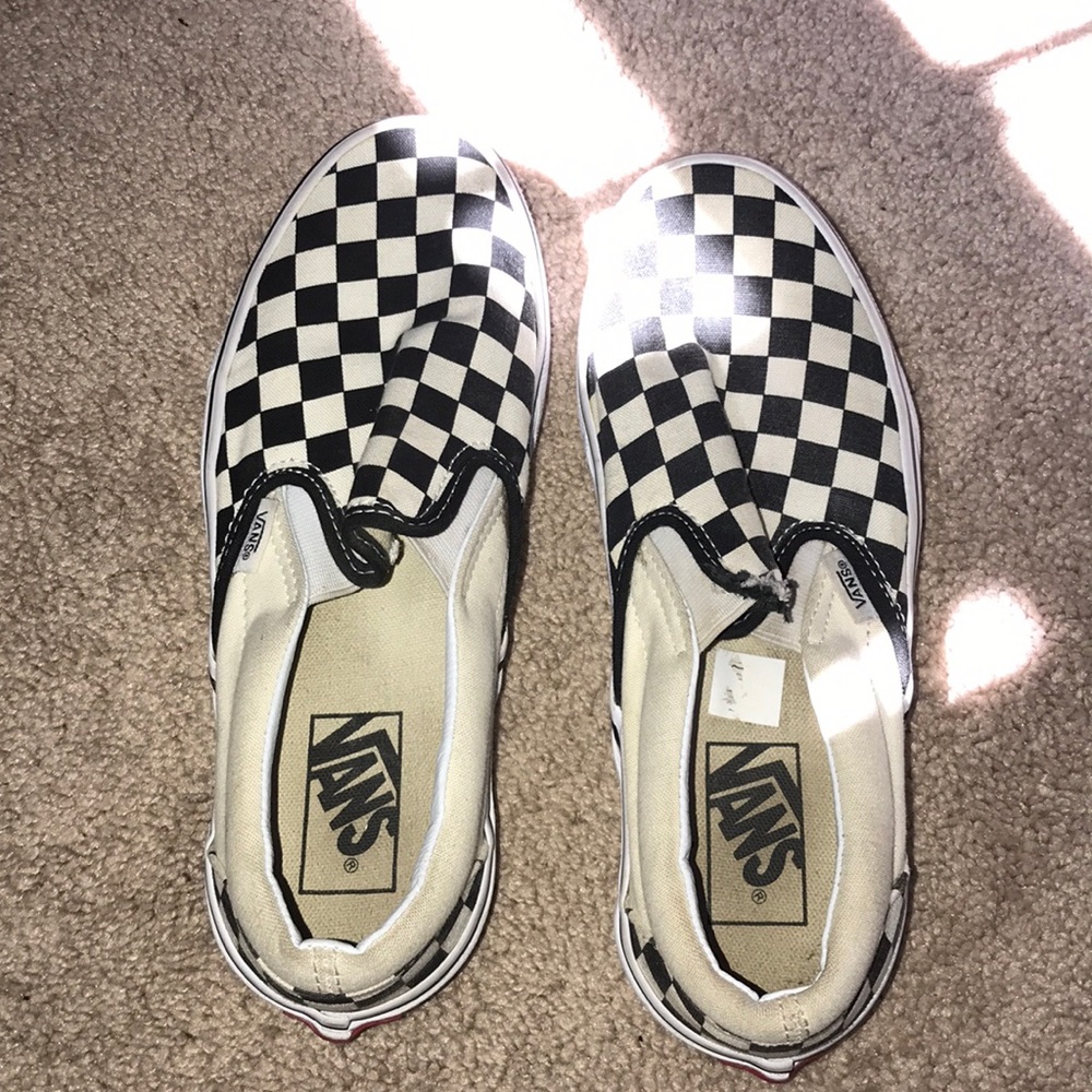 Checkered slip on vans